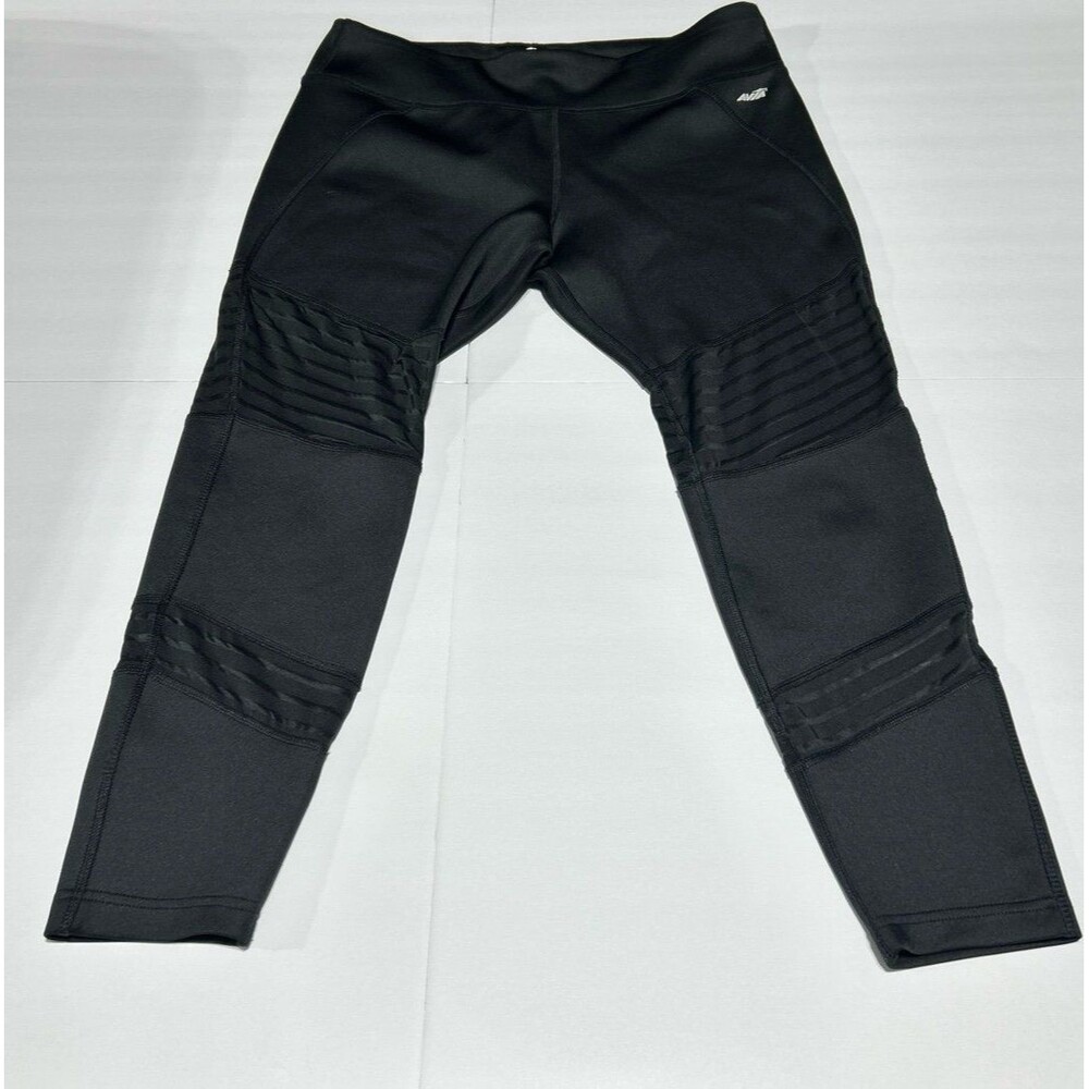 Avia Women's Large Black Performance Textured Panel Athletic Leggings